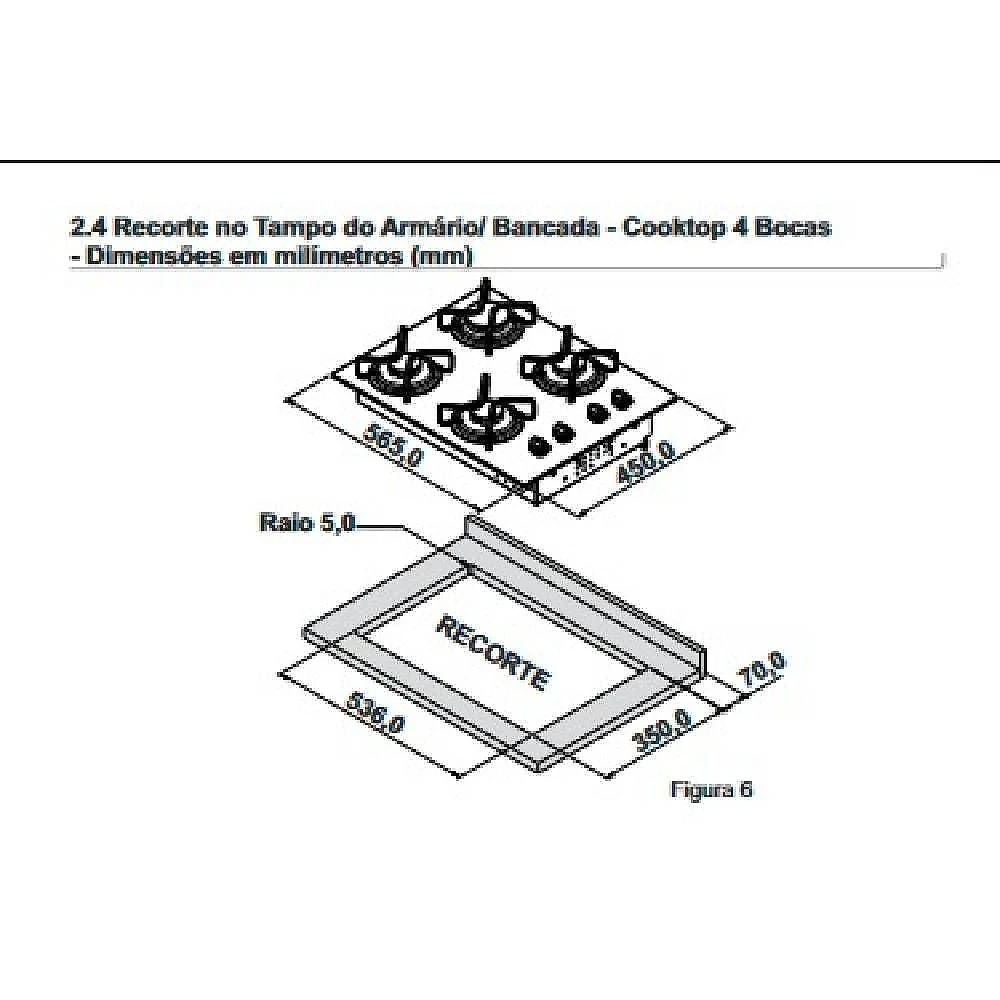 Cooktop a gás embutido itatiaia itaplus 3700000493 4 bocas vidro temperado tripla chama branco