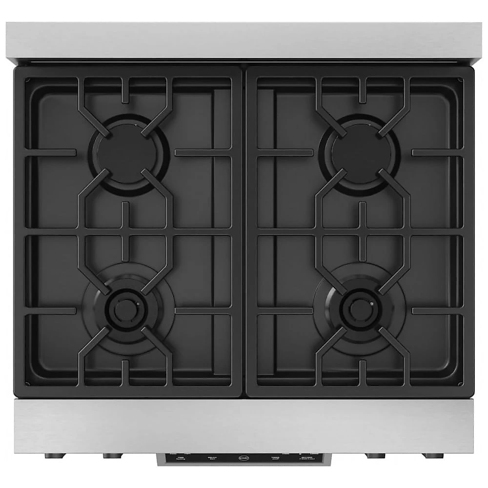 Fogão a gás GLP profissional 76cm Thor Kitchen Gordon Ramsay inox/preto painel touch basculante convecção grelha contínua 129L 110V