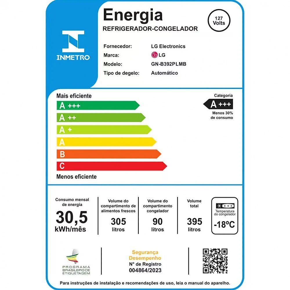 Geladeira LG Duplex Frost Free Inverter 395L Gaveta Fresh Zone Inox 110V