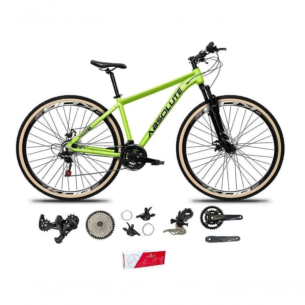 Bicicleta Aro 29 Absolute Nero 5 Alumínio 2x9 Freios Hidráulicos K7 Garfo Com Trava 18v Mtb Verde Tam: 17
