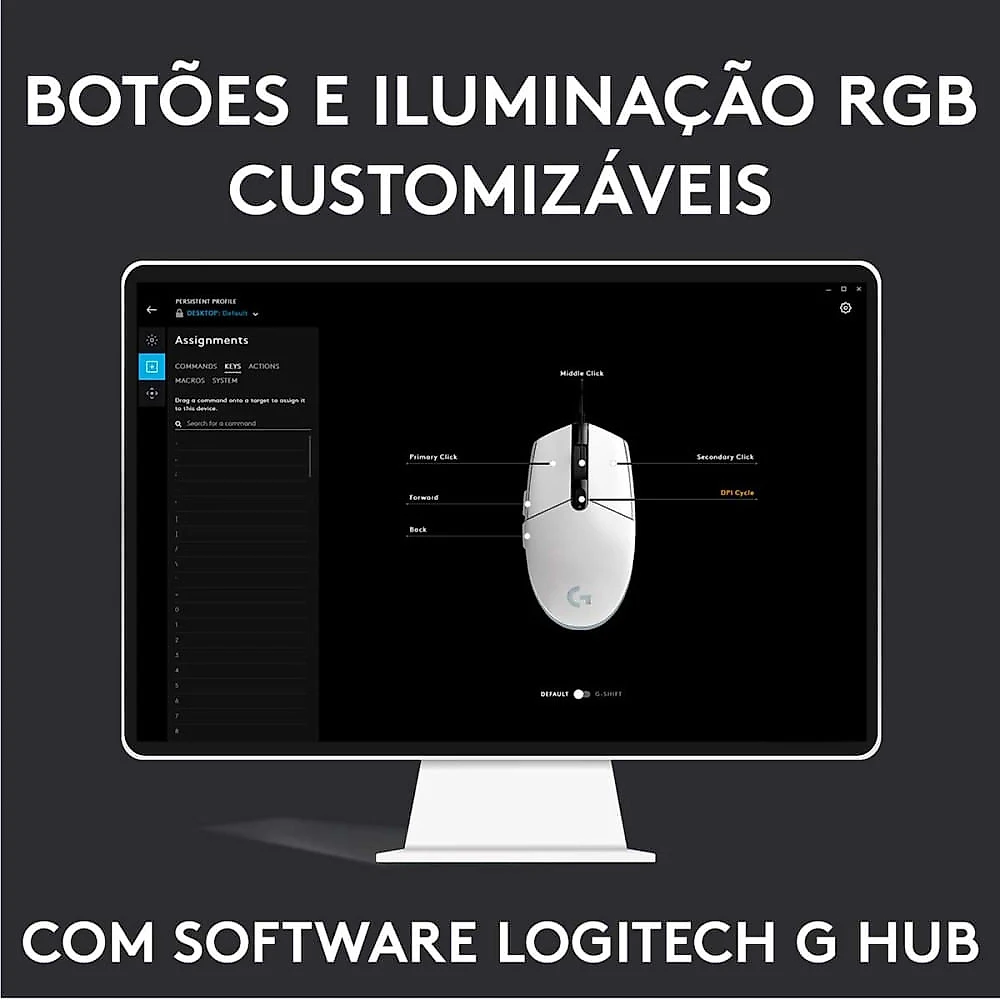Mouse Gamer G203 Lightsync RGB 6 Botões Até 8.000 DPI Logitech