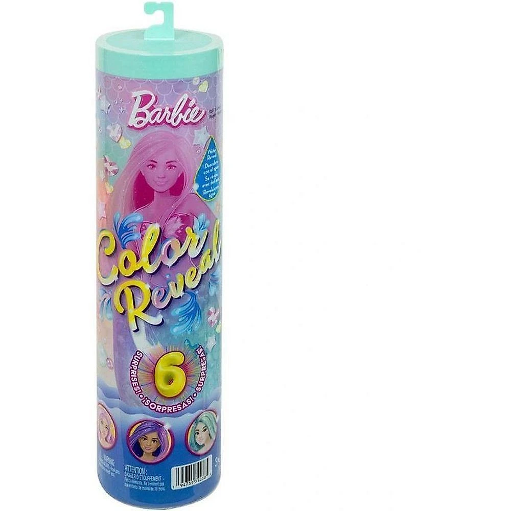 Boneca Barbie Color Reveal Sereia Surpresa Cabelo Que Muda de Cor Mattel