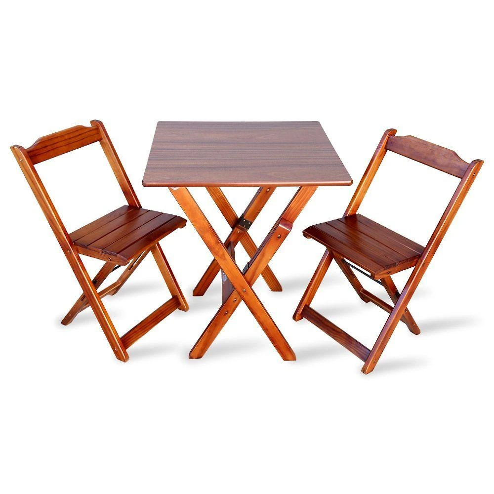 Jogo De Mesa Dobravel Com 2 Cadeiras 60x60 - Imbuia - Cor: Marrom