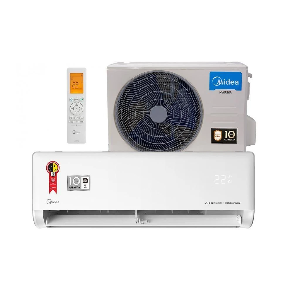 Ar Condicionado Split Midea Hi Wall Inverter AI Ecomaster 9.000 BTU/h Quente E Frio 220V