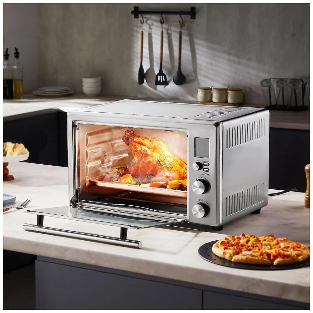 Forno Elétrico Air Fryer VEVOR TE283-D 28L 13-em-1 Inox 2 Grelhas 1800W 110V
