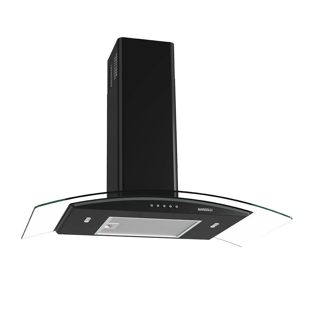 Coifa Nardelli De Parede Clean Vidro Curvo 80cm Preto 110V