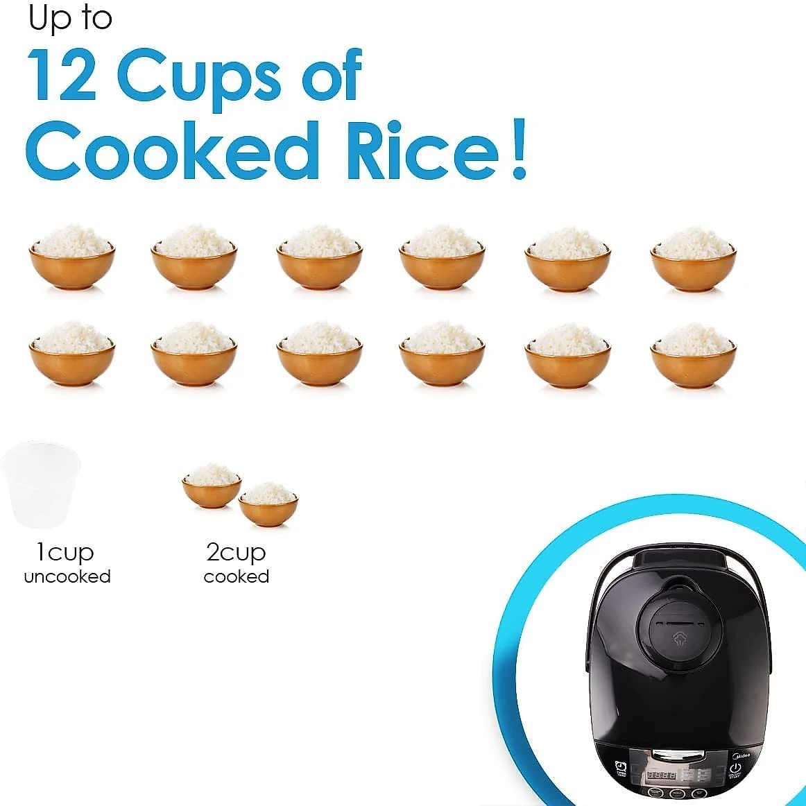 Midea MBFS5017B Panela de Arroz Elétrica 5L Multifuncional com 10 Configurações e Desligamento Automático 110V Cinza