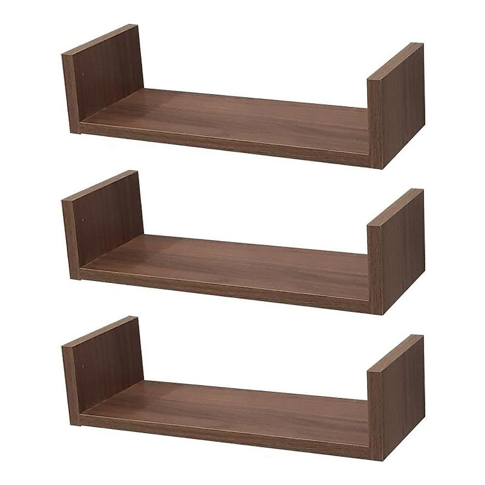 Prateleira Kit 3 U 30x10CM MDP Suporte Invisível Organizador Moderno Sala Marrom Mercado