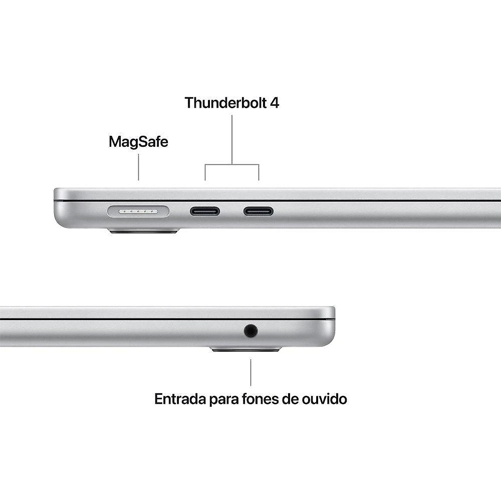 MacBook Air Apple 13" Chip M5, CPU de 10 Núcleos, GPU de 10 Núcleos, Neural Engine de 16 Núcleos, 1TB, Prateado - MDH84BZ/A