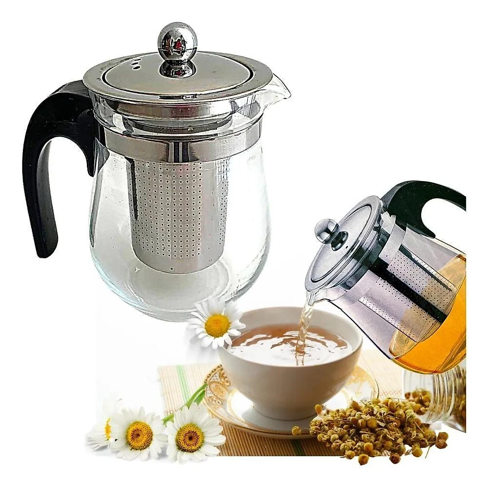 Chaleira Bule Luxo Transparente com Infusor em Inox para Chá e Café 0,5L