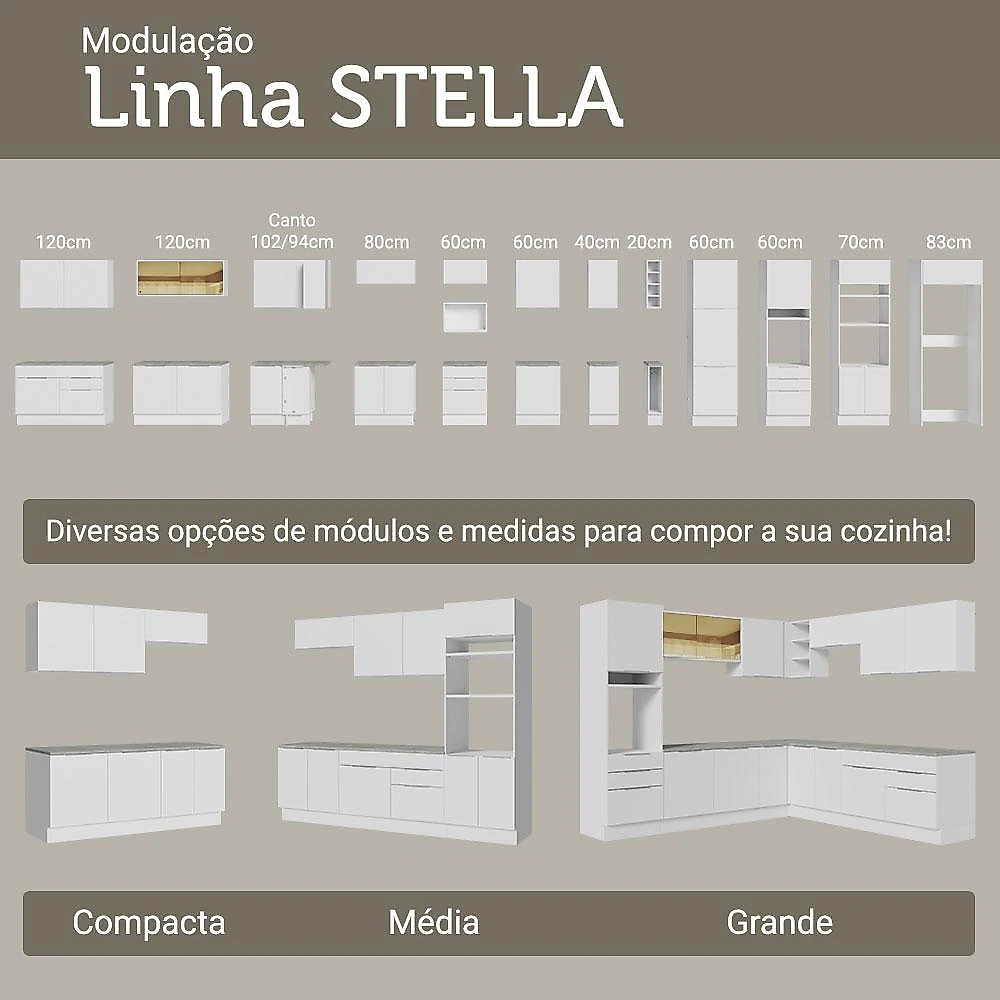 Porta-geladeira 73 cm 1 porta basculante branco stella madesa