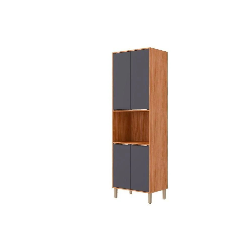 Paneleiro De Cozinha Modulado Esplêndida Torre Quente C- 4 Portas E 1 Nicho P- Forno 70cm Cinamomo-titanium - Mgm