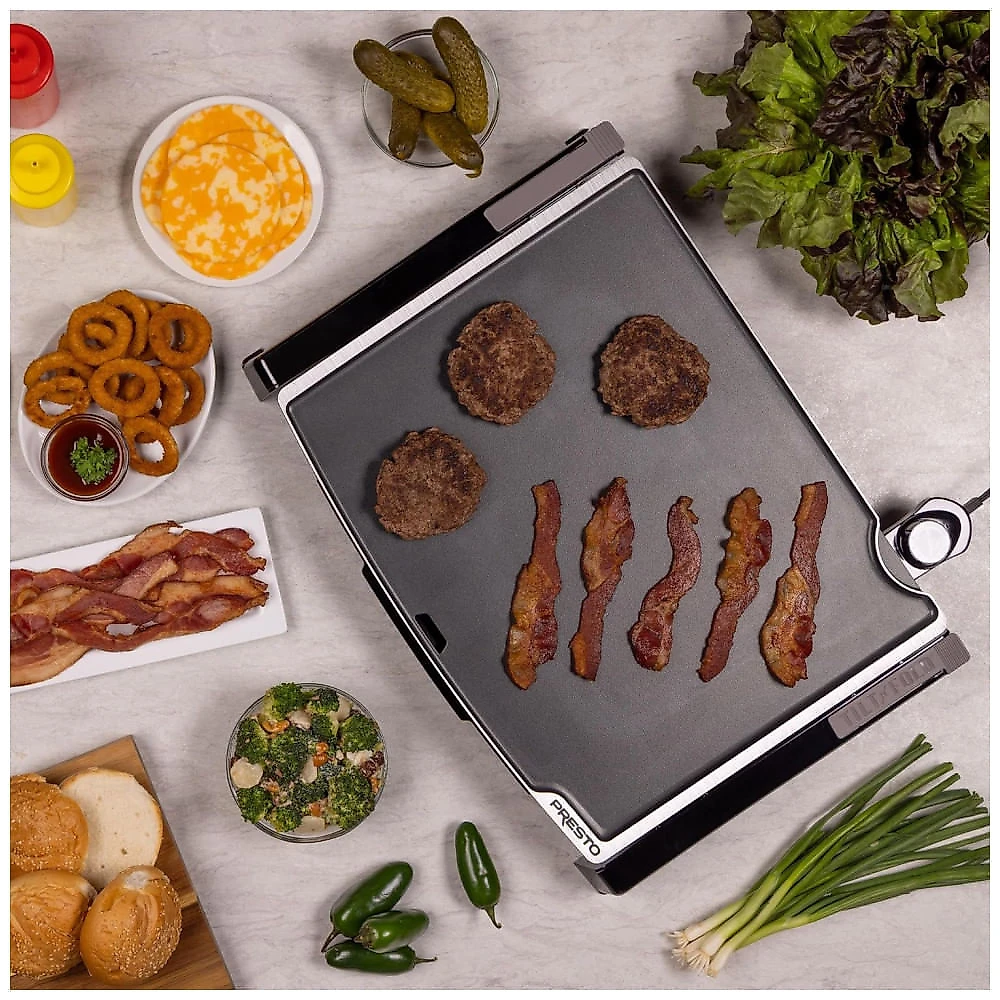 Grelhador Elétrico Dobrável e Inclinável com Superfície Antiaderente de Cerâmica e Bandeja Coletora, 110V 1500W, Pres...