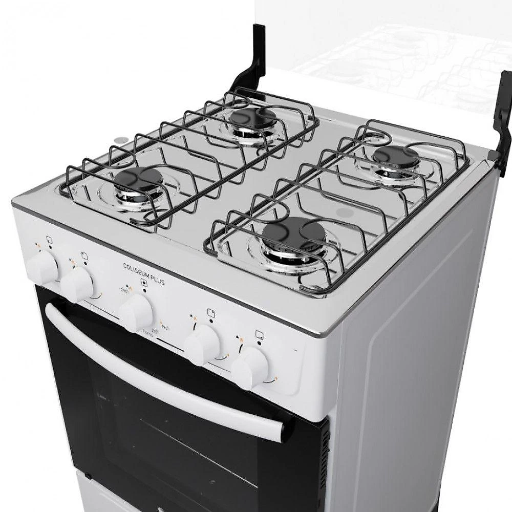 Fogão de Piso 4 Bocas GLP Atlas Coliseum Mesa em Aço Inox Acendimento Manual Branco