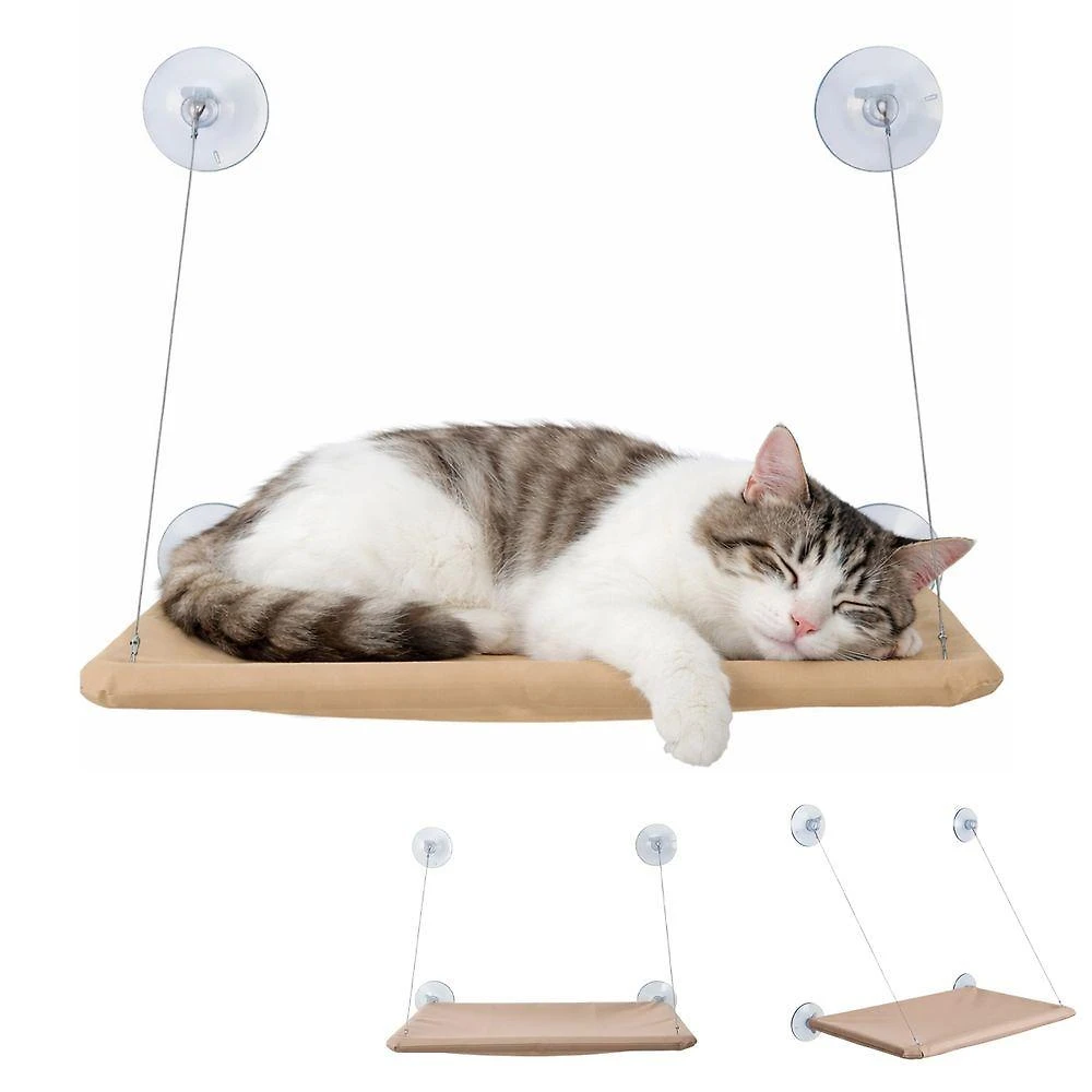 Cama Suspensa para Gatos Leva Pra Malhar BSL3910 Janela Ventosas Bege