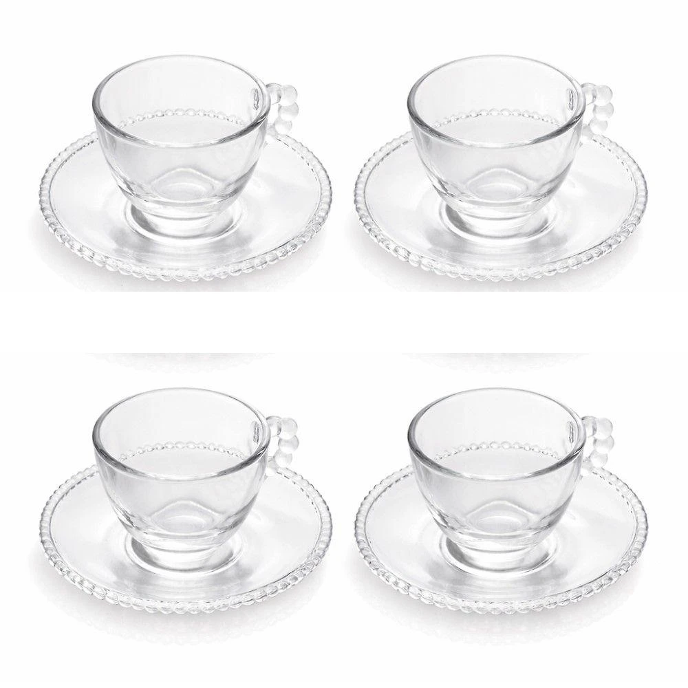 Conjunto 04 Xícaras De Cafezinho De Cristal 80ml Pearl Wolff
