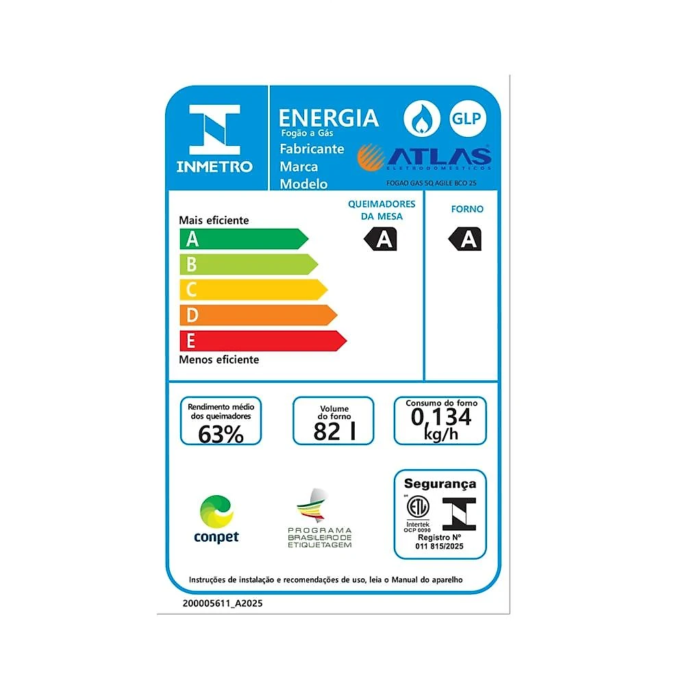 Fogão atlas agile up 5 bocas com mesa inox tripla chama e acendimento automático bivolt branco