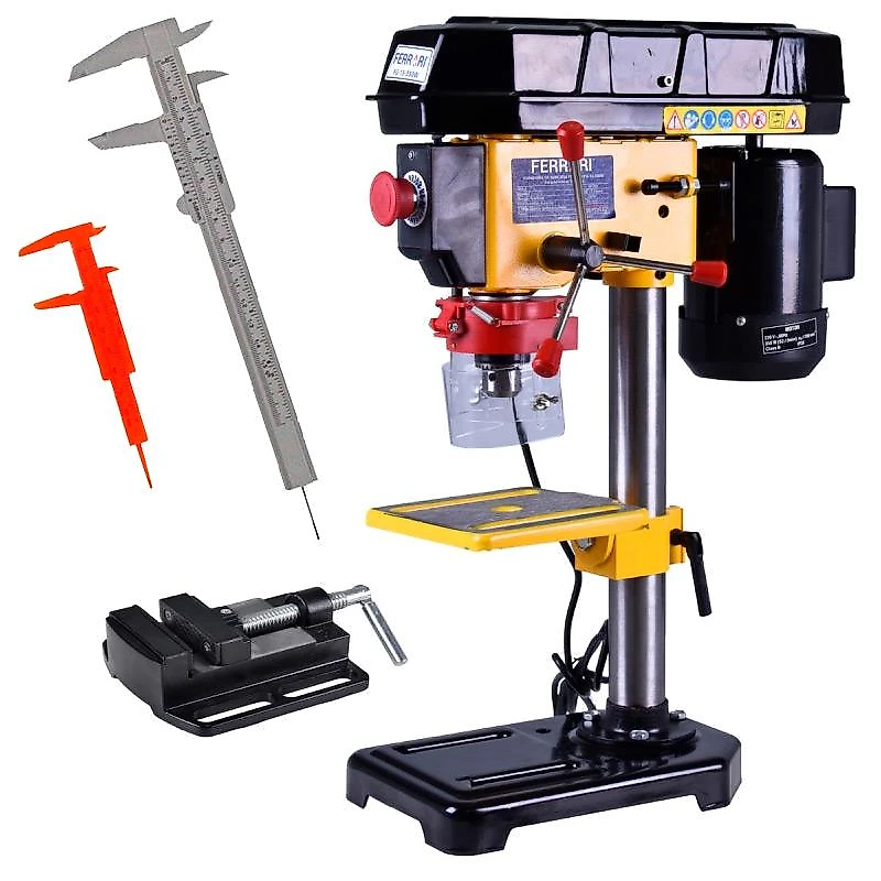 Furadeira de Bancada 1/2 POL Motor 1/2 CV 350W com Morsa FG13CM FERRARI + Jogo Paquímetros 110V