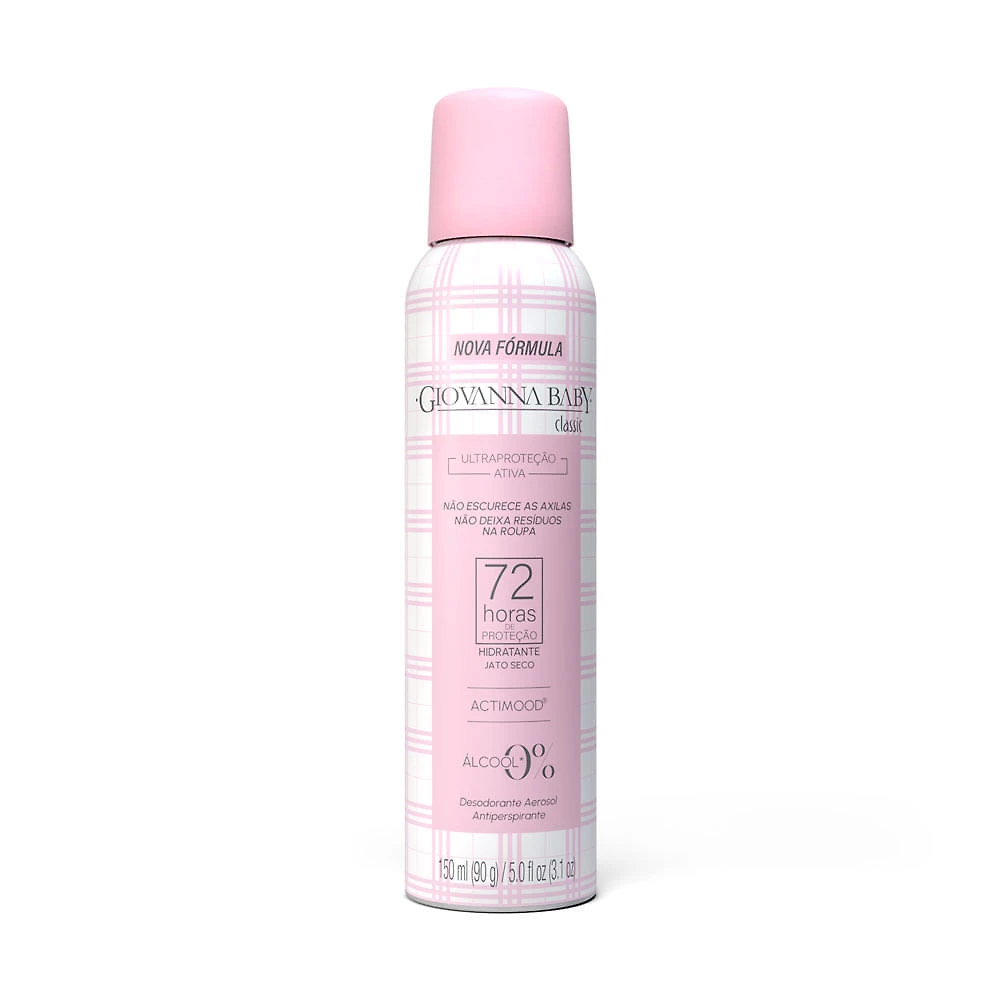 Desodorante Giovanna Baby Classic Aerossol Ultra Proteção Ativa Antiperspirante 72h 150ml