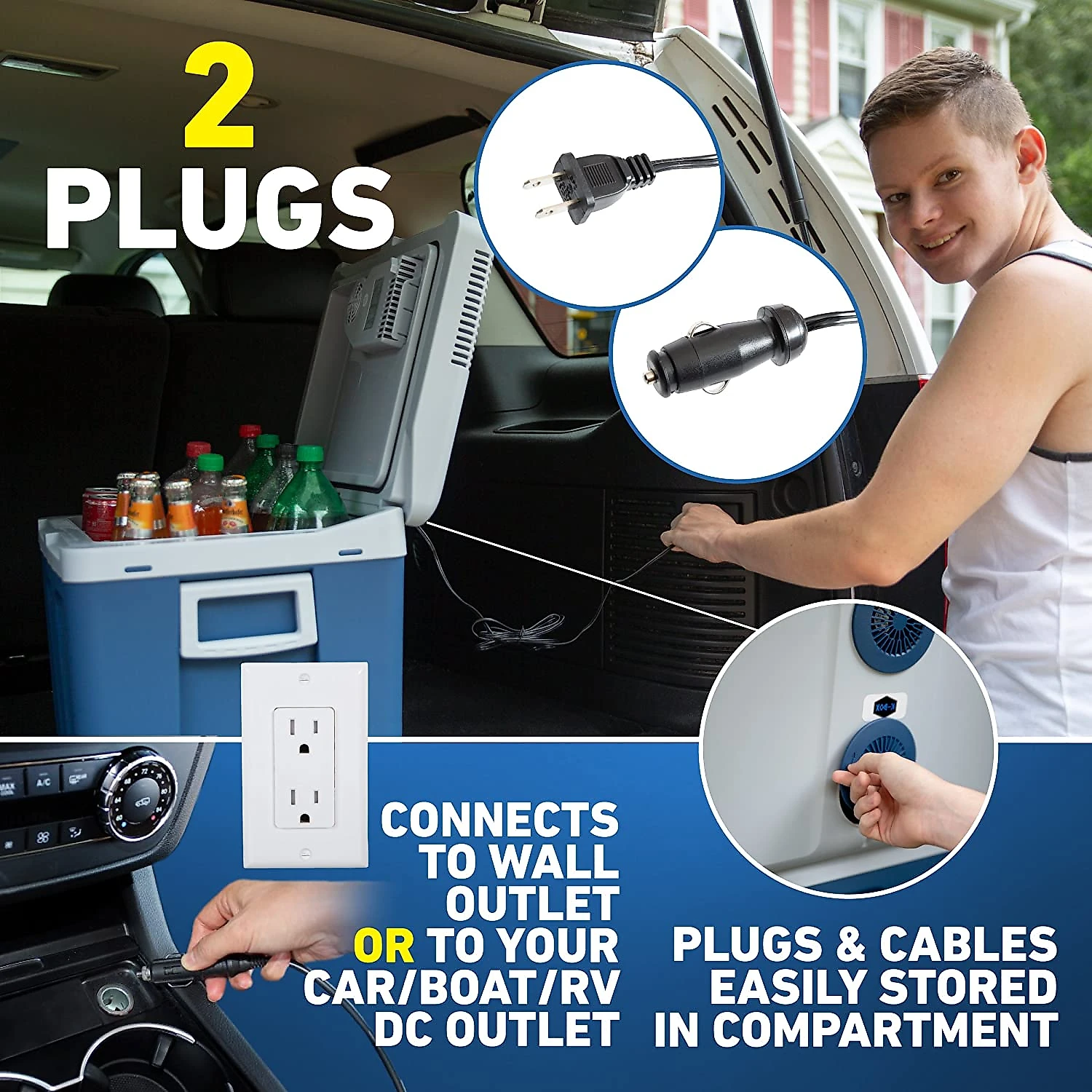 Resfriador e aquecedor elétrico Kbox com rodas p carro e casa 45 litros azul
