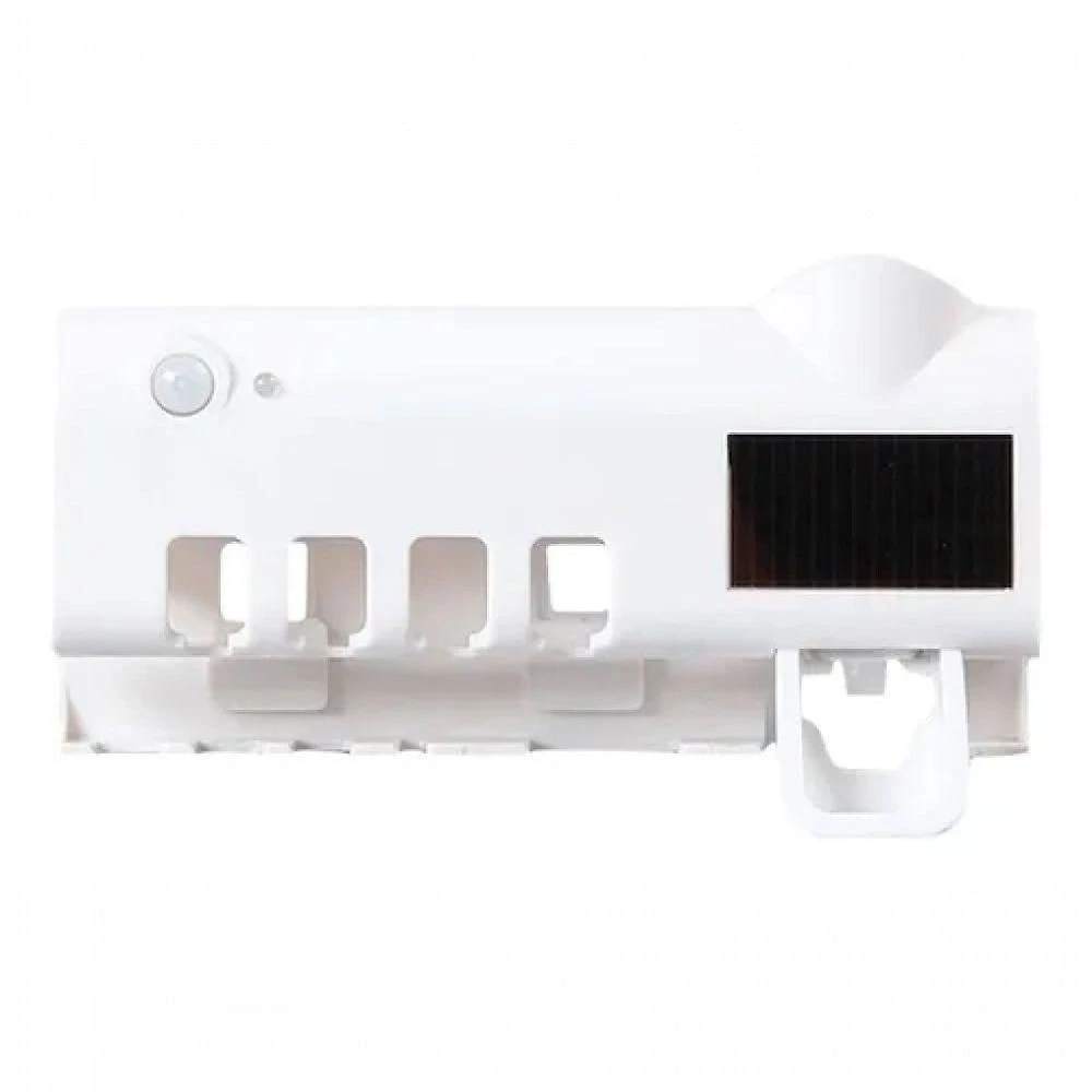 Suporte Dispenser de Pasta de Dente com Esterelizador UV para Escovas em ABS Branco 19x12