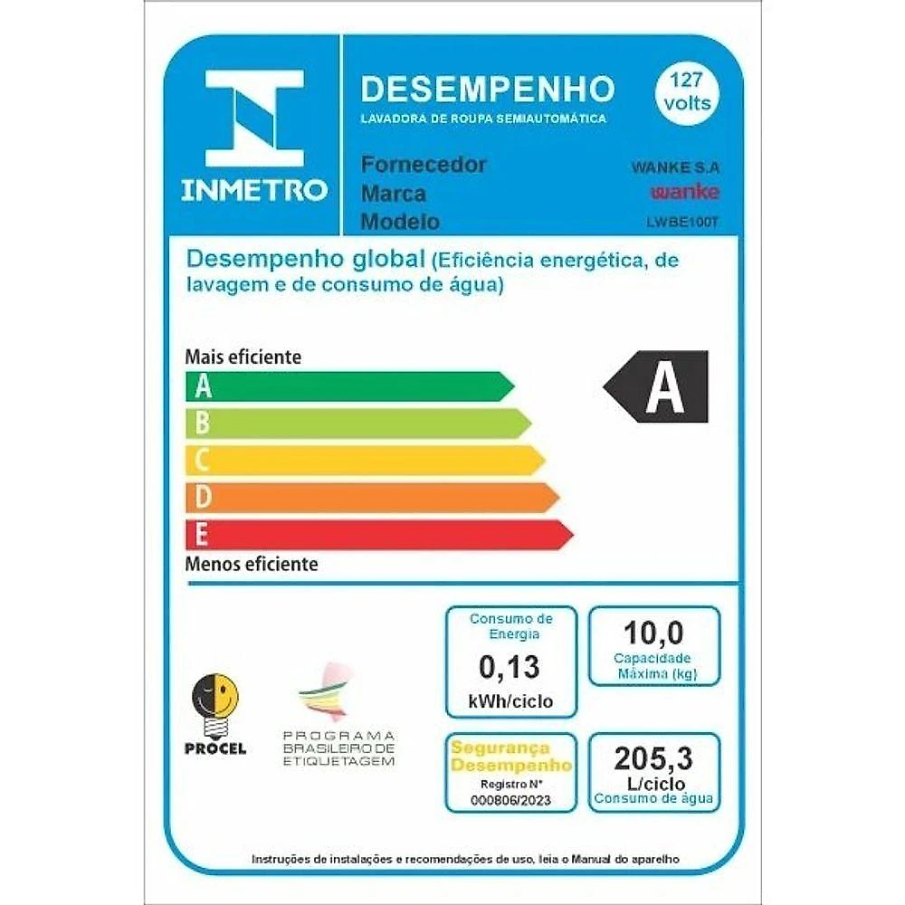 Lavadora De Roupas Semiautomática Comfort 10 Kg Silver Wanke 220V