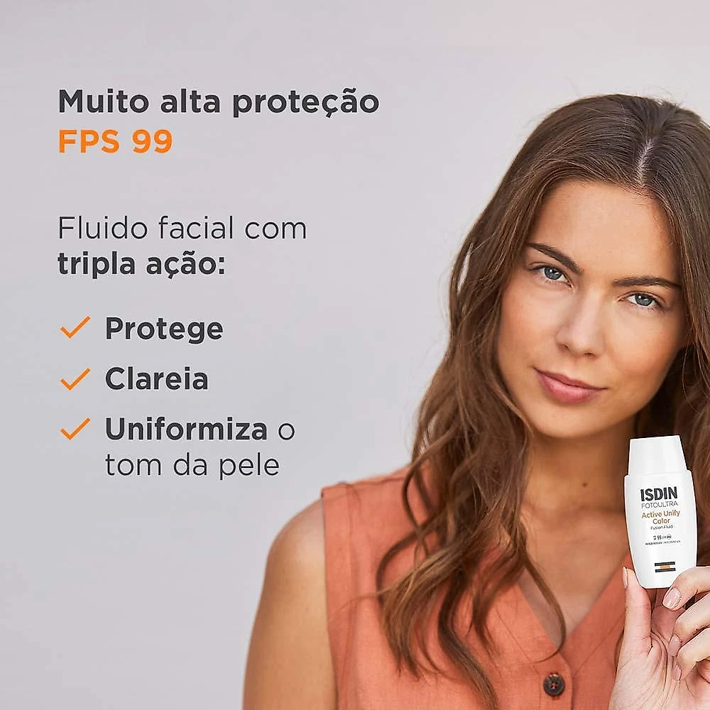 Isdin fotoultra active unify fusion protetor clareador com cor fps99 50ml
