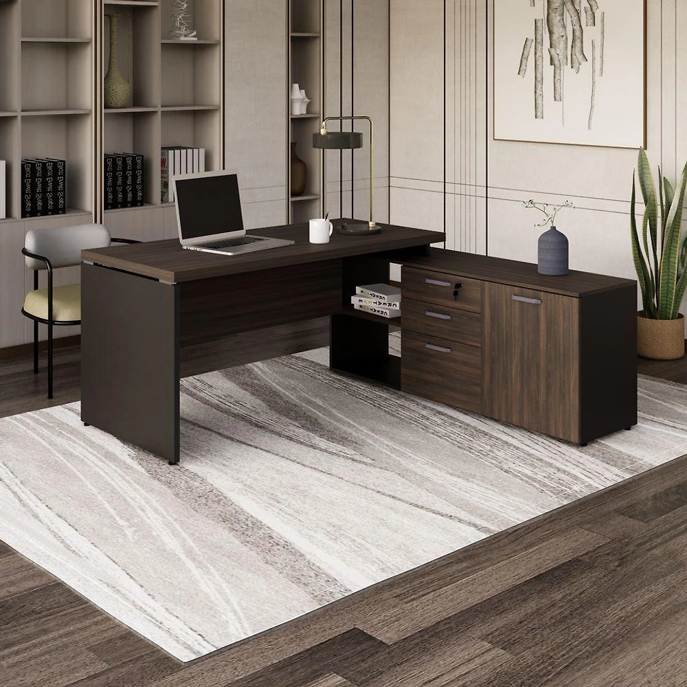 Miniatura Mesa Em L Web40 1,90 X 1,60 40mm Com Armário - Marsala/preto