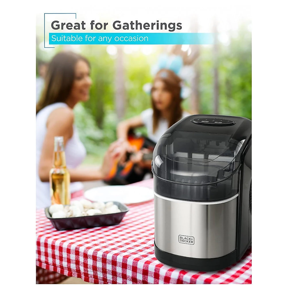 Máquina de Gelo até 11 kg em 24H Portátil em Aço Inoxidável, 110V, BLACK DECKER, Preta