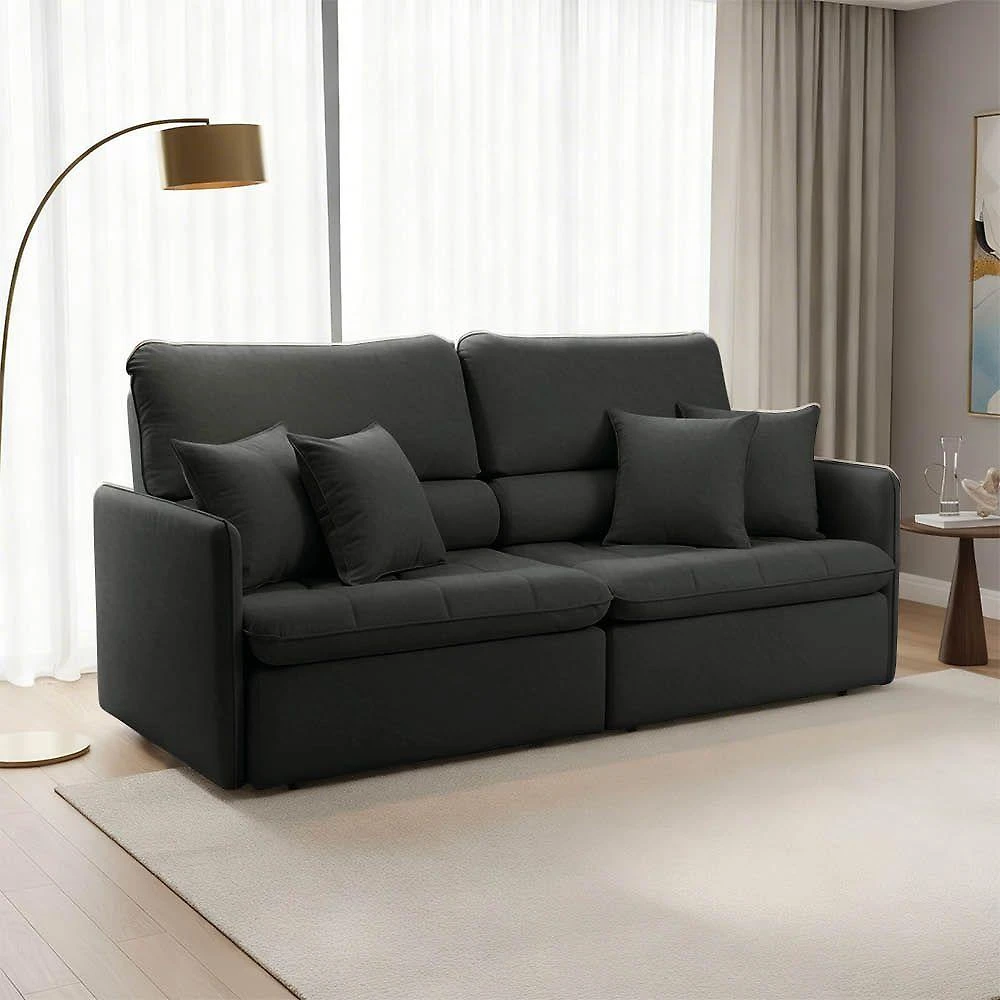 Sofá Adams 4 Lugares Retrátil e Reclinável 214CM Preto Linho D'Rossi