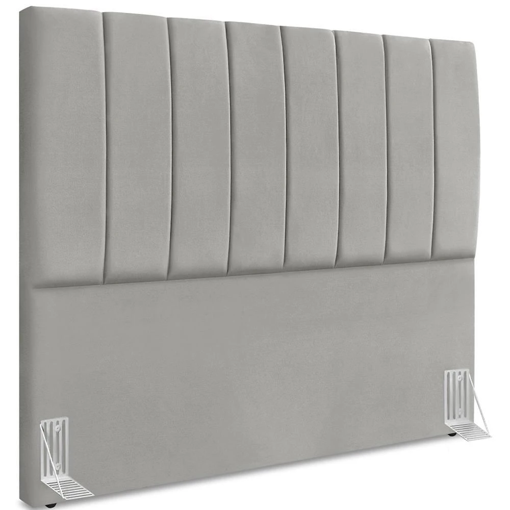 Cabeceira Casal 140cm Allia Suede Cinza Claro Rm Cinza Claro