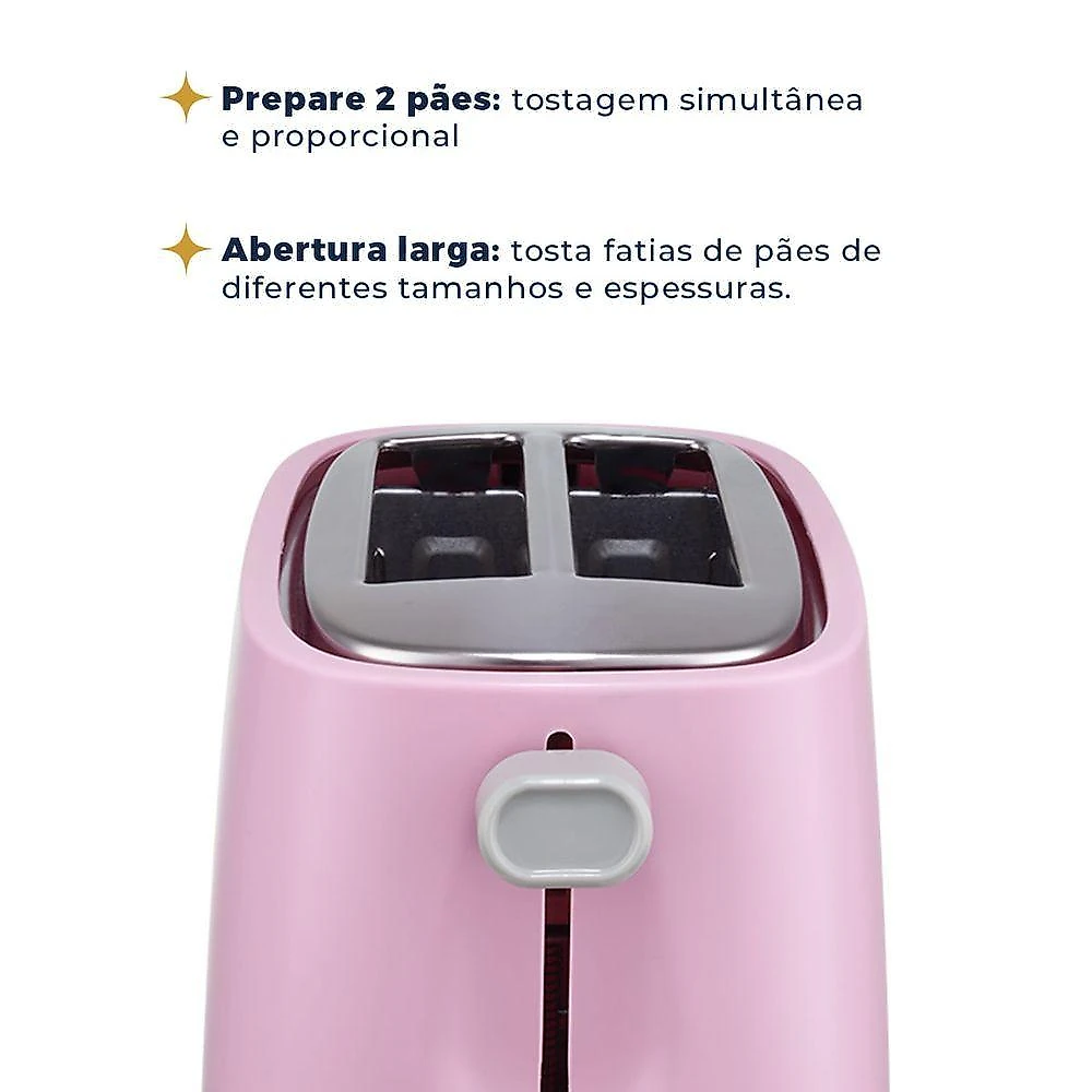 Torradeira Rosa Britânia 6 níveis de Tostagem 750W BTR04RS 110V