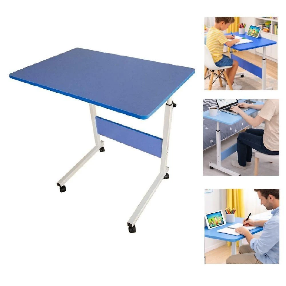 Mesa Para Notebook Azul Ajustável Com Rodinhas