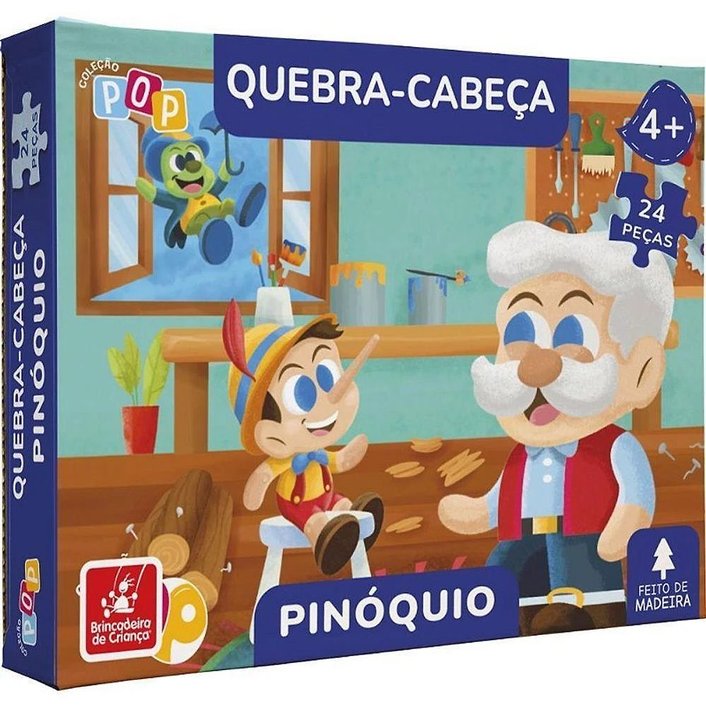 Quebra-Cabeça Madeira Pinóquio 24 Peças para Crianças 3 Anos