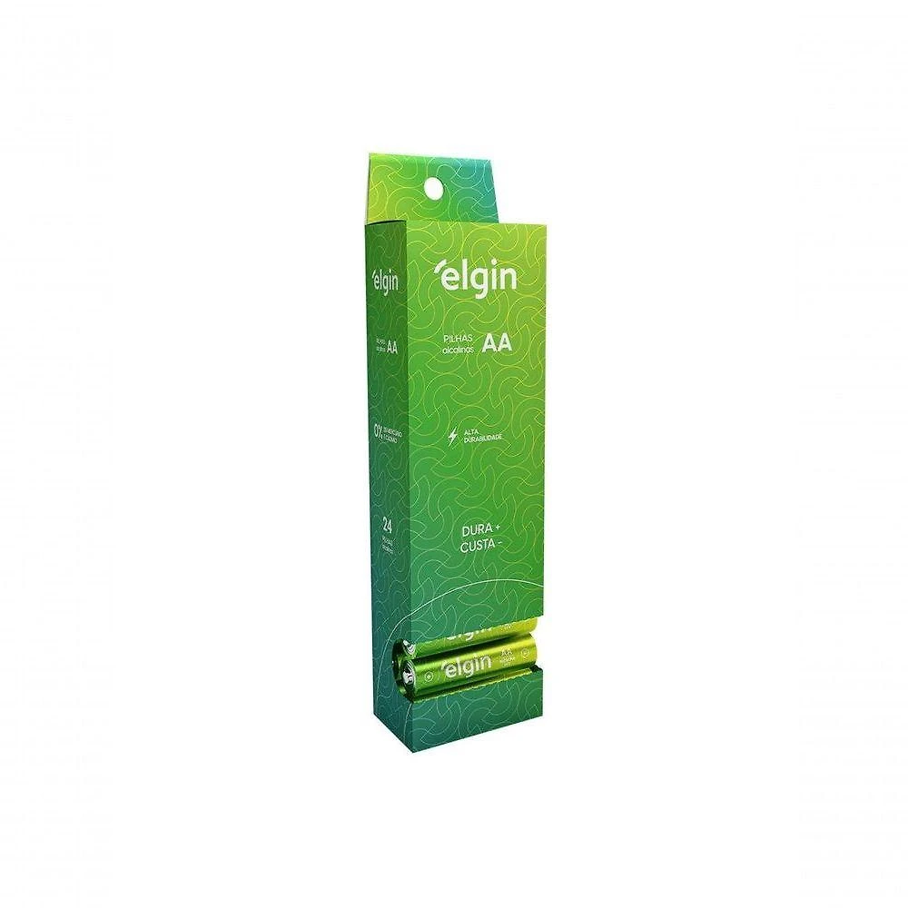 Pilha Alcalina AA 1.5V Alta Durabilidade Descargas Rápidas Amarelo Elgin 24 UNIDADES