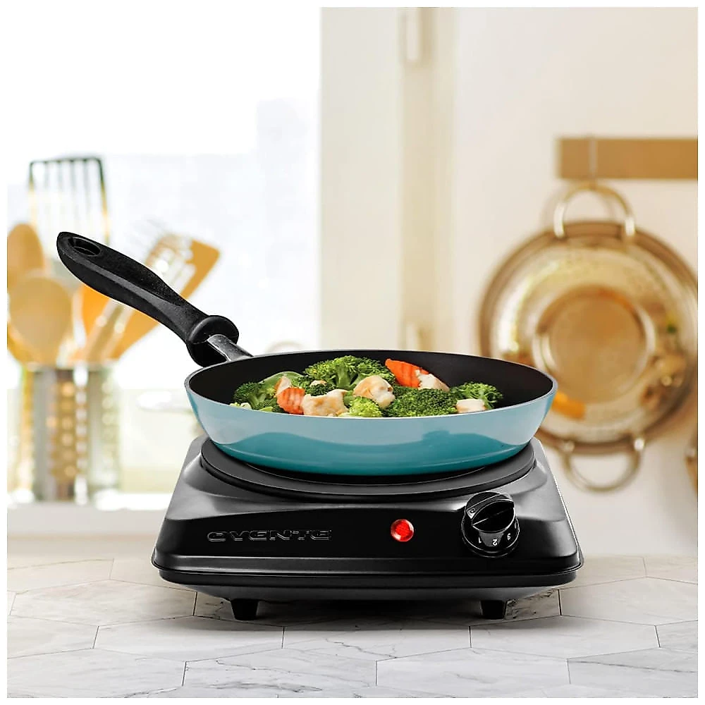 Cooktop Eltrico de Infravermelho Porttil de Vidro Cermico com Queimador nico, 5 Nveis de Temperatura e Fcil de Limpar, 110V 1000W, OVENTE BGI101B, 110v