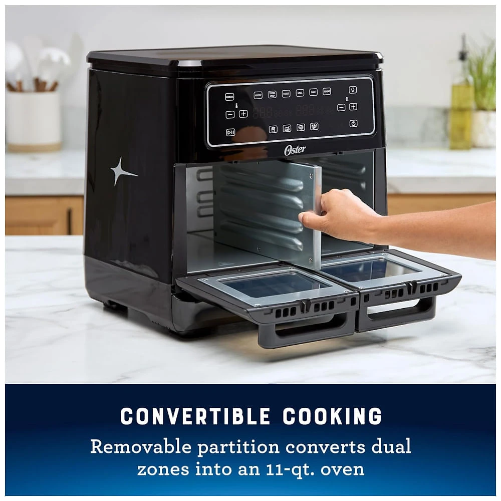 Miniatura Air Fryer com Cesto Duplo 10L e 6 Funções de Cozimento, 110V 1700W, Oster Flex, Azul 110v