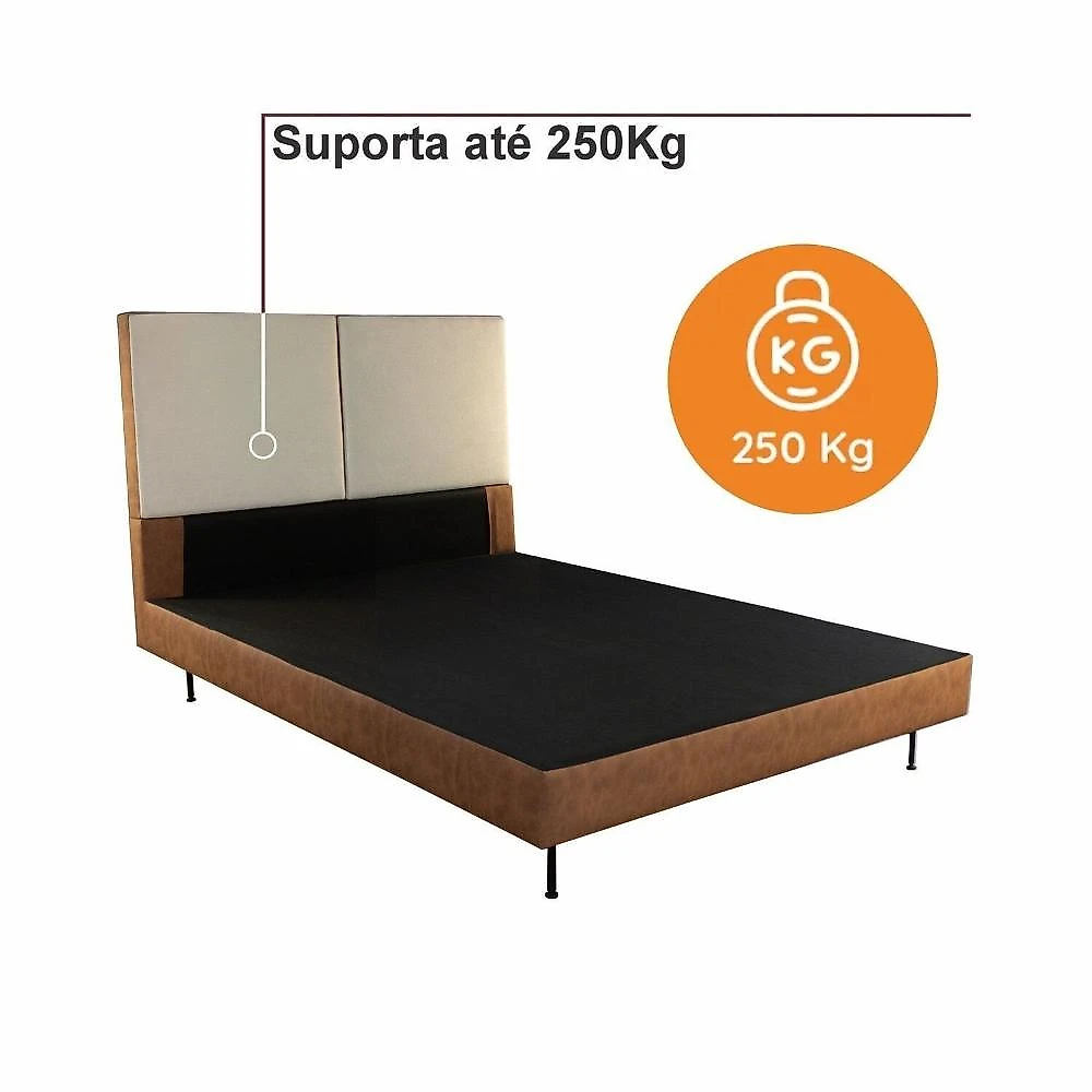 Cama Estofada Queen com Estrutura Reforçada e Design Moderno Marte Marrom