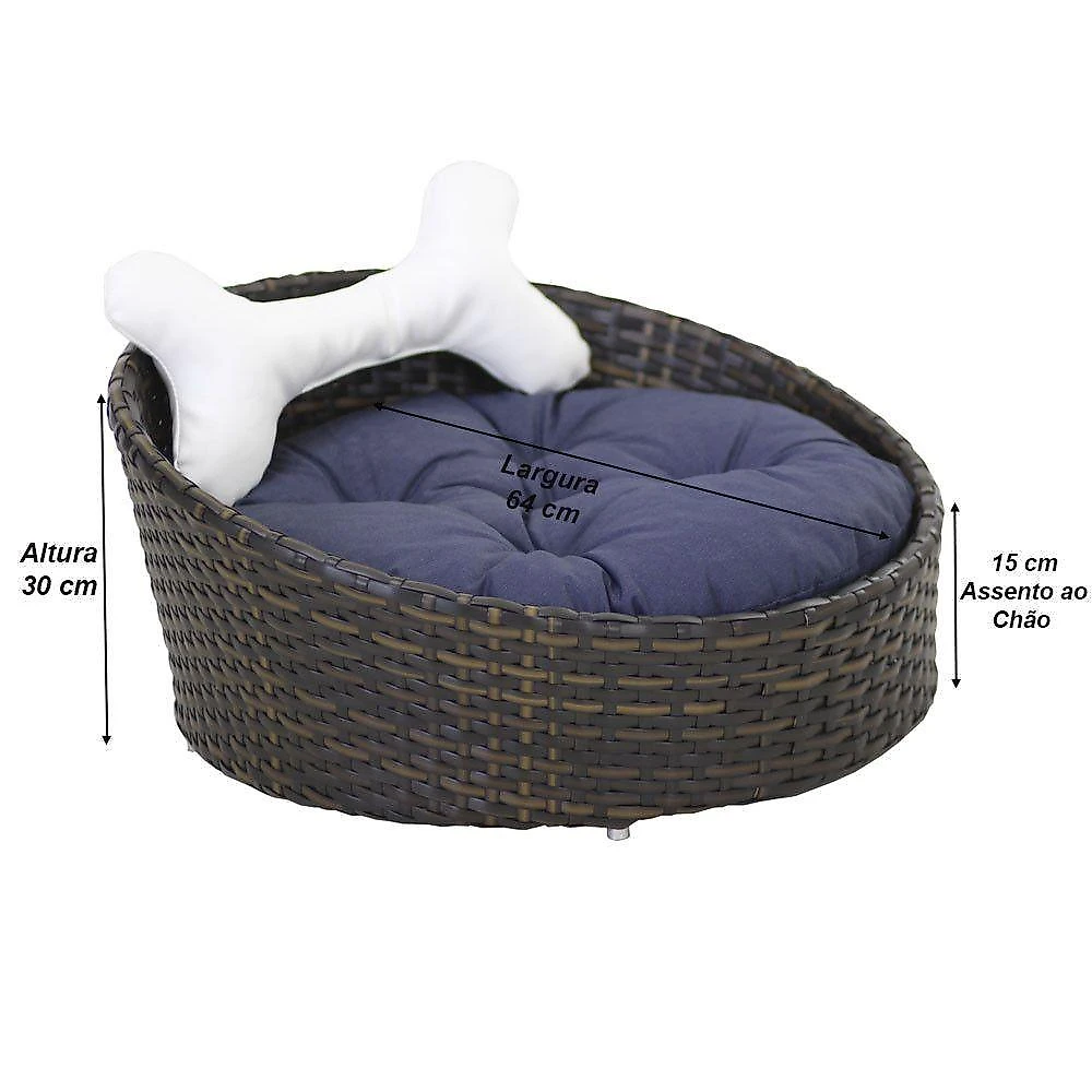 Cama Pet Chaise Redonda Fibra Sintética Alumínio Cão E Gato Trama Original Argila