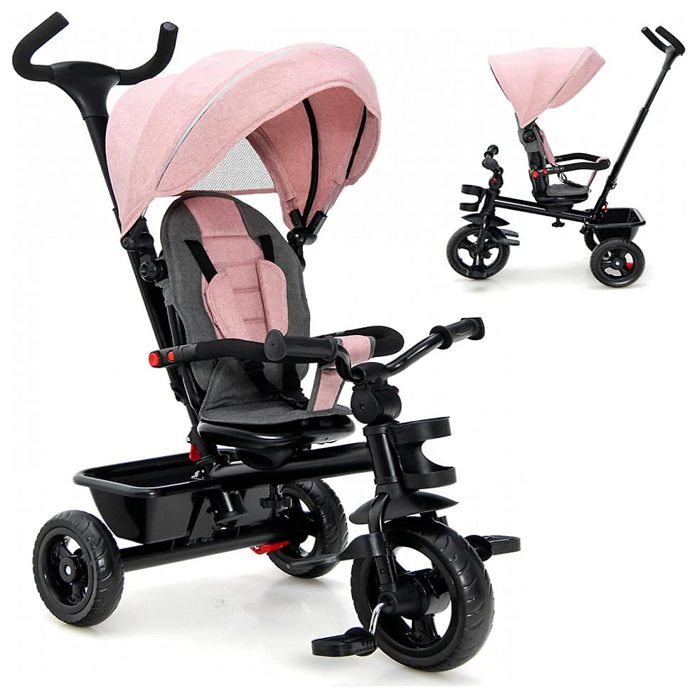 Triciclo Infantil para Passeio HONEY JOY com Assento Ajustável 5 Estágios, Idade Recomendada 1 a 5 Anos, Rosa