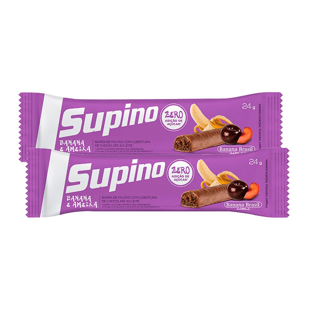 Kit 2 Barra de Fruta Supino Zero Banana e Ameixa com 24g