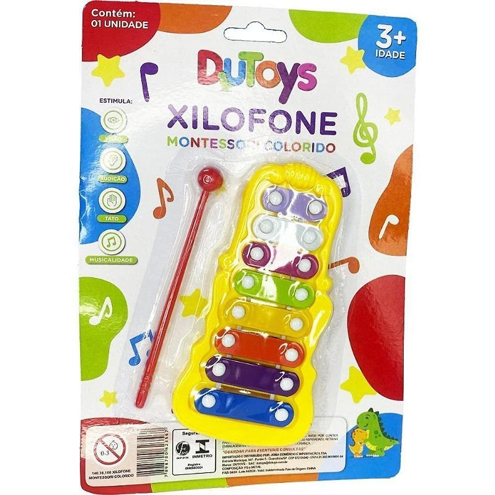 Xilofone Infantil Montessori Colorido com Baquetas Toy Mix