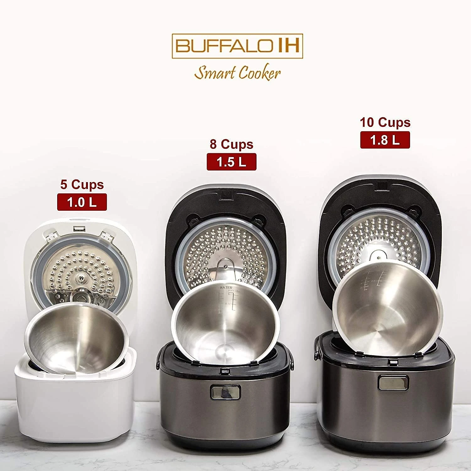 Buffalo Panela de Arroz Elétrica 2L com Painel de Controle Digital 1000W110V Branca