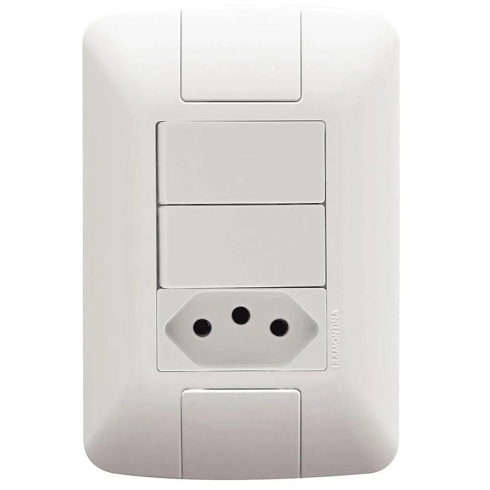 Interruptor e Tomada Residencial Aria 2Ts 6A + 10A Branco Tramontina 250V