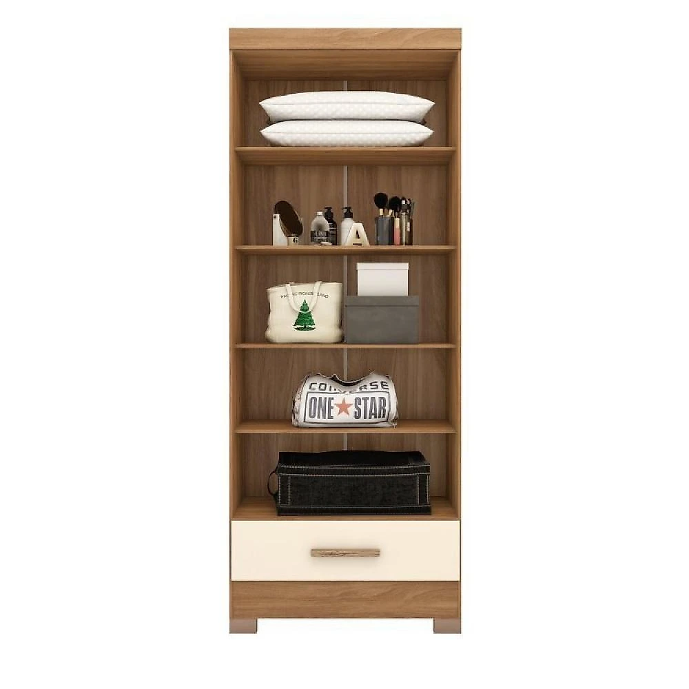 Quarto de Casal Completo 5 Peças 6 Portas 4 Gavetas com Maleiro Smart Plus Cinamomo/Off White