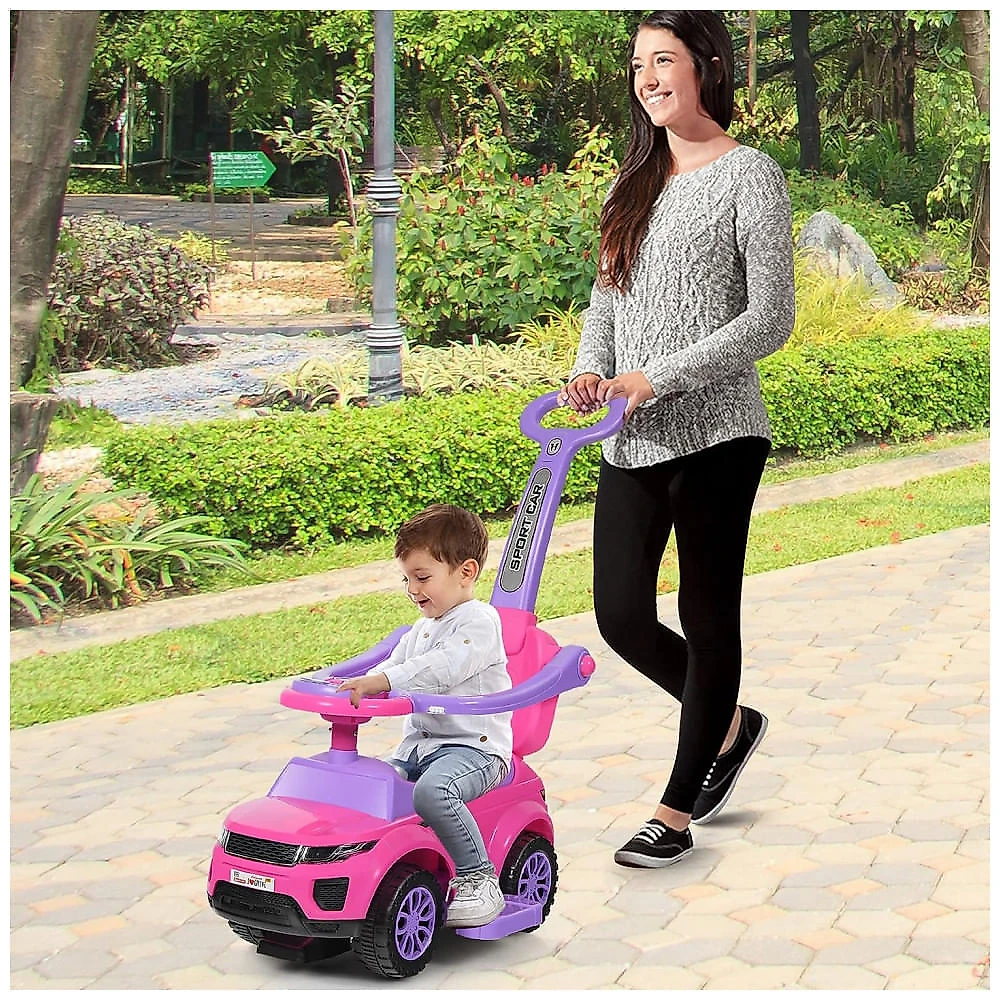 Carrinho de Passeio Infantil com Alça de Proteção Removível e Luzes Sonoras para Crianças de 1 a 3 Anos, HONEY JOY, Rosa
