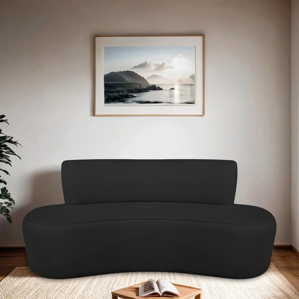 Sofá Curvo Orgânico 140cm 2 Lugares Linho Antonela