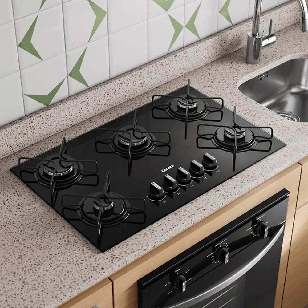 Cooktop 5 Bocas Consul Acendimento Super Automático CD075BE, Preto