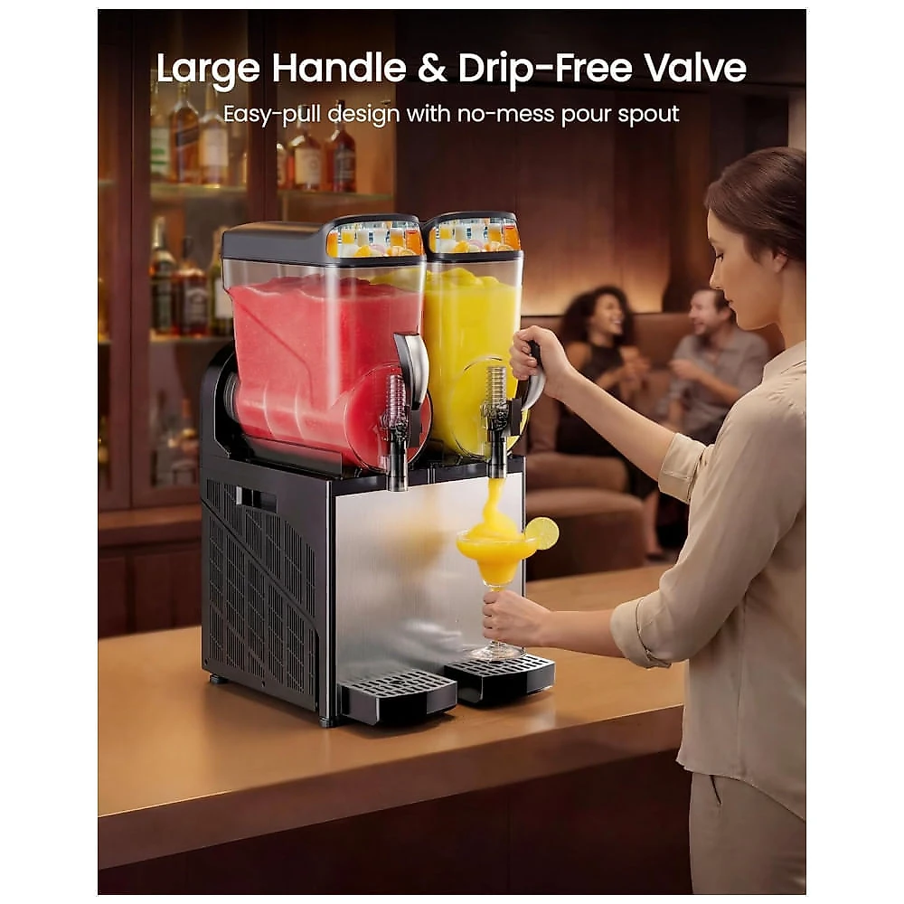 Máquina de Slush Raspadinha ICEVIVAL 30L Duplo Tanque Comercial Frozen Inox LED 240V
