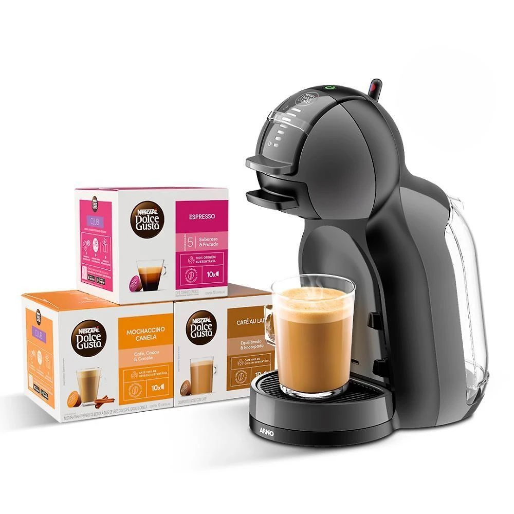 Kit Cafeteira Dolce Gusto Mini Me Preta com 30 Unidades para Bebidas em Cápsulas 220V